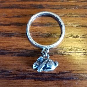 Silver James Avery Rabbit Charm Ring